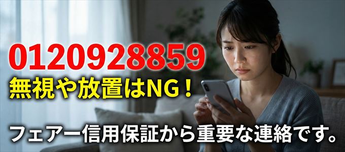 0120928859は「フェアー信用保証」から家賃の督促！無視NG